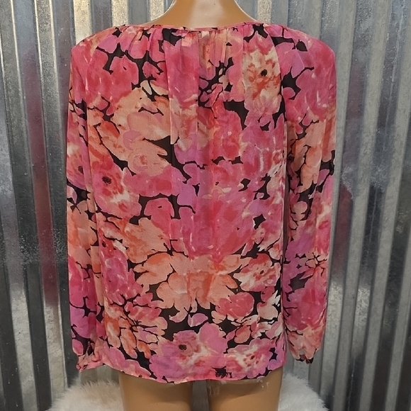 CAbi Pink Floral Sheer Blouse Style #590 - Picture 3 of 5